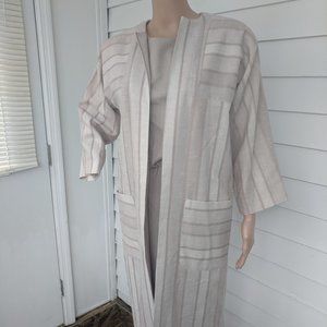 80s Neutral Dress and Stripe Jacket Vintage S M